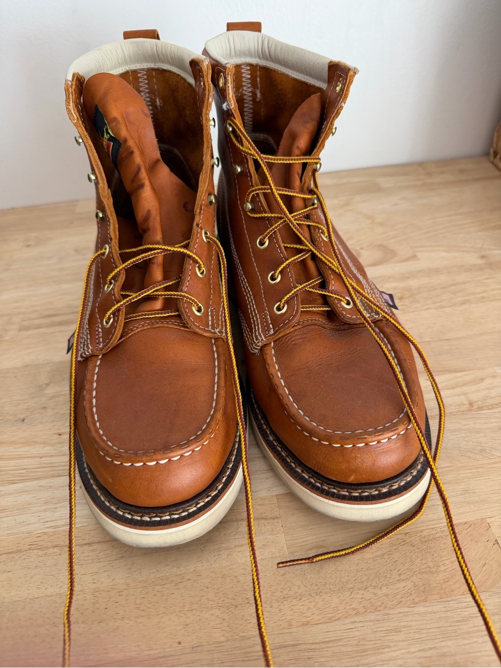 Men's Moc Toe Work Boots in Chestnut Brown